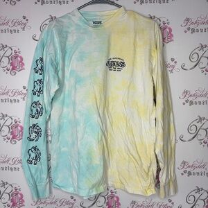 Vans long sleeve tie dye shirt blue yellow decal off the wall on arms and back